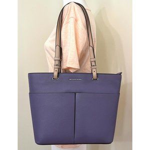 Michael Kors Bedford Purple Pebbled Leather Medium Pocket Tote Shoulder BAG